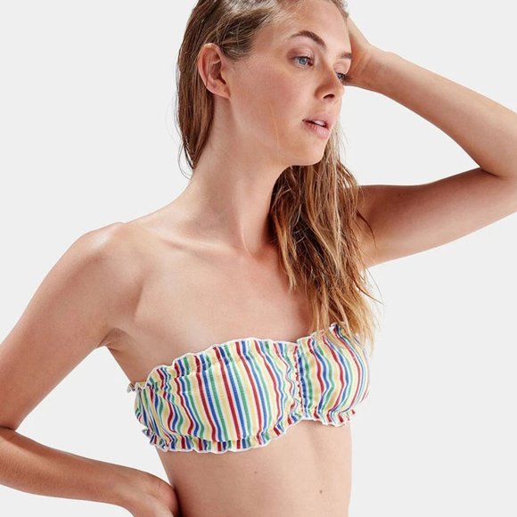 Solid & Striped Audrey Bikini Top L Seersucker - Picture 2 of 16